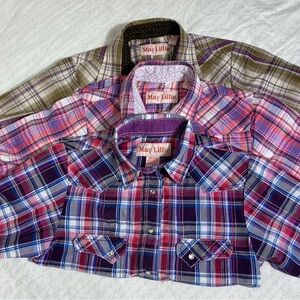 3- May Lillie Girls Western Button Down Shirts Size Large